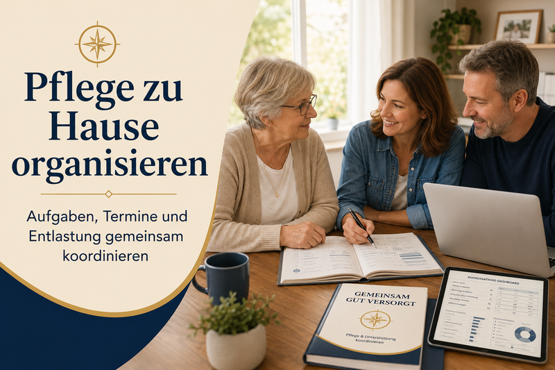 Angehörige organisieren gemeinsam Pflege, Unterstützung, Termine und Aufgaben zu Hause