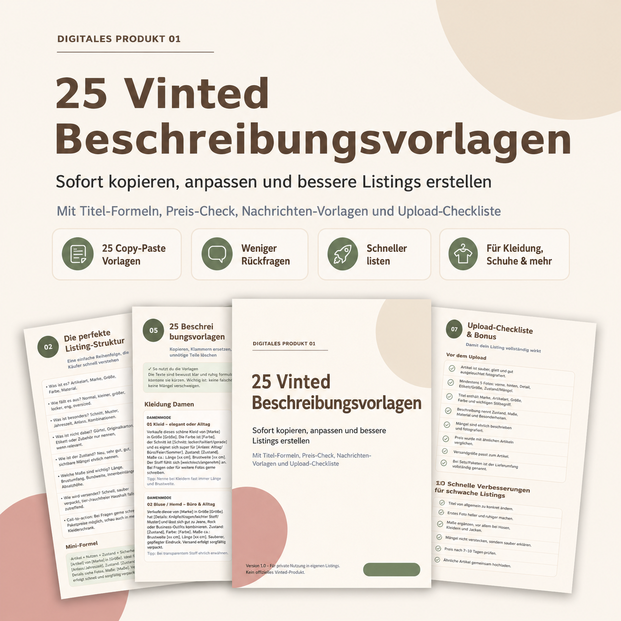25 Vinted Beschreibungsvorlagen – PDF für Verkäufer & Reseller