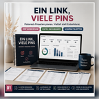 Ein Link, viele Pins als Pinterest-Pinserien-System mit Workbook, Excel-Dashboard, Kompaktblättern und mehreren unterschiedlichen Pin-Konzepten