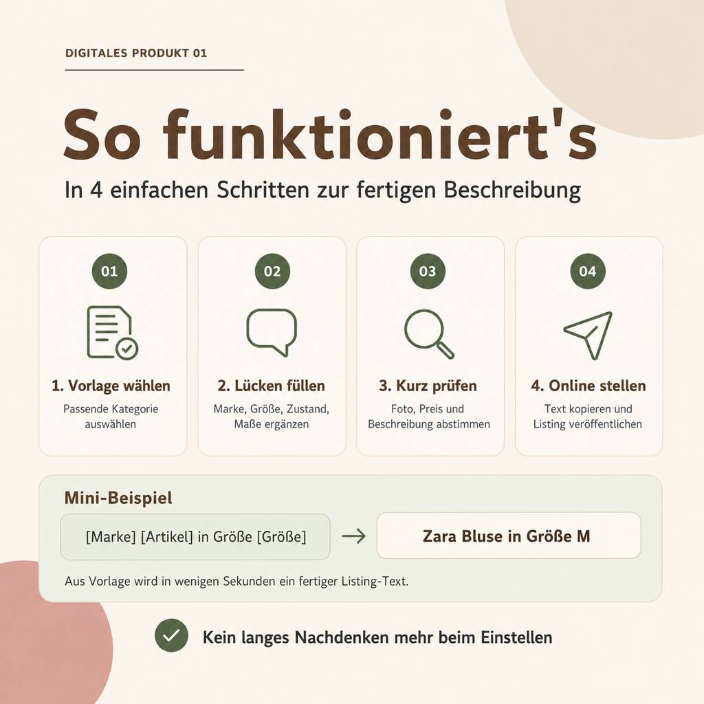 25 Vinted Beschreibungsvorlagen – PDF für Verkäufer & Reseller
