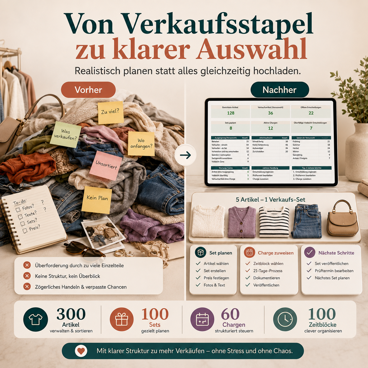 Was darf gehen? – Ausmist- & Vinted-Verkaufsplaner