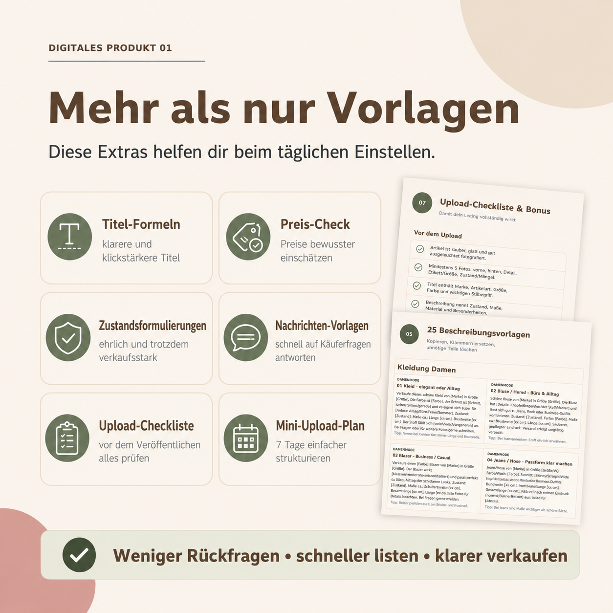 25 Vinted Beschreibungsvorlagen – PDF für Verkäufer & Reseller