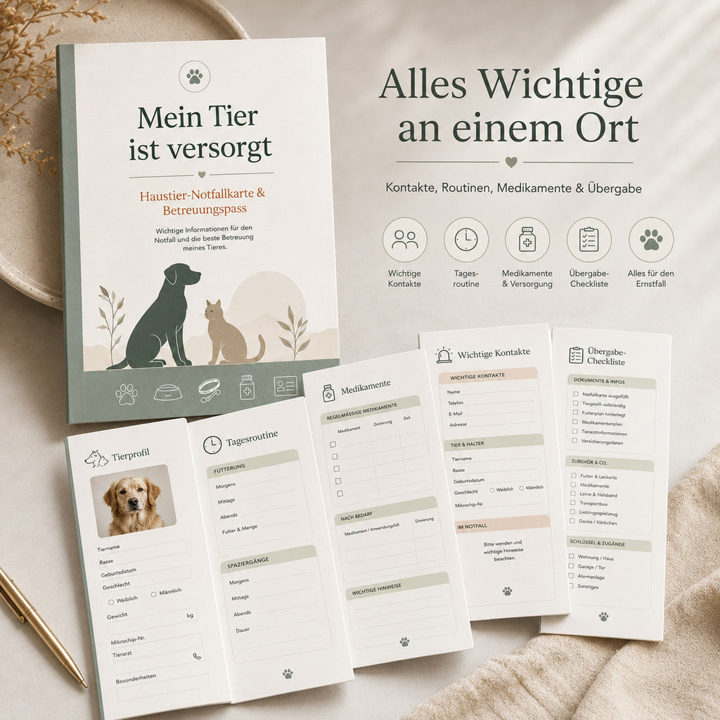 Mein Tier ist versorgt – Haustier-Notfallkarte & Betreuungspass