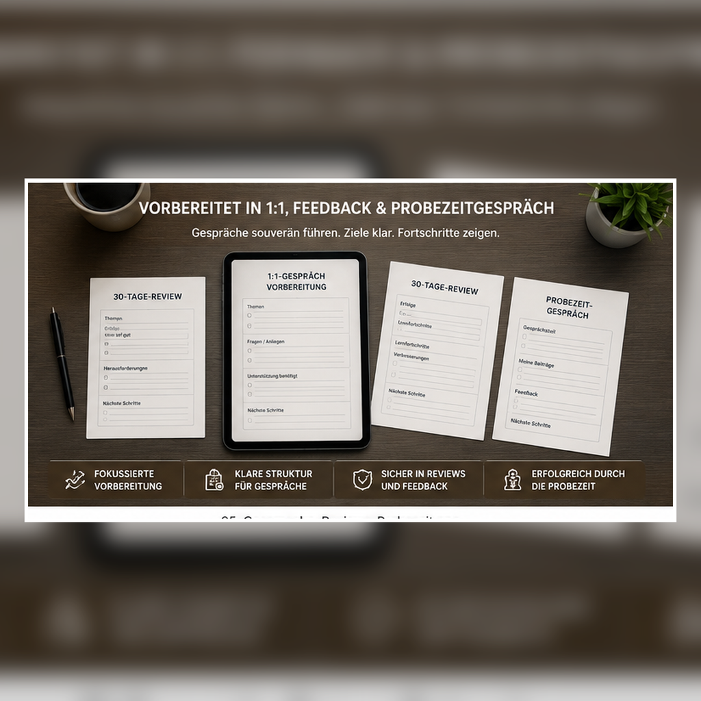 Gesprächsvorbereitung für 1 zu 1, Feedback, Reviews und Probezeitgespräch mit digitalen Onboarding-Vorlagen
