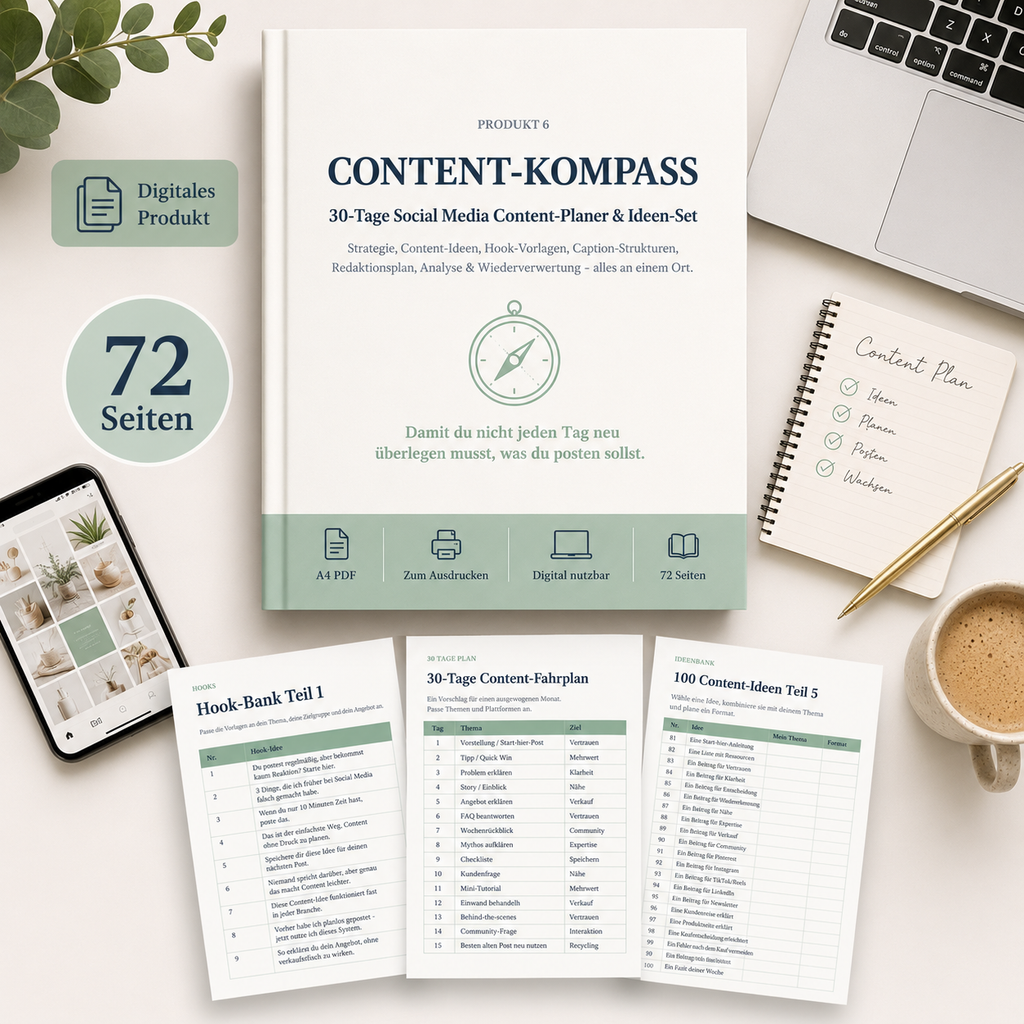 Content-Kompass – 30-Tage Social Media Content-Planer & Ideen-Set PDF