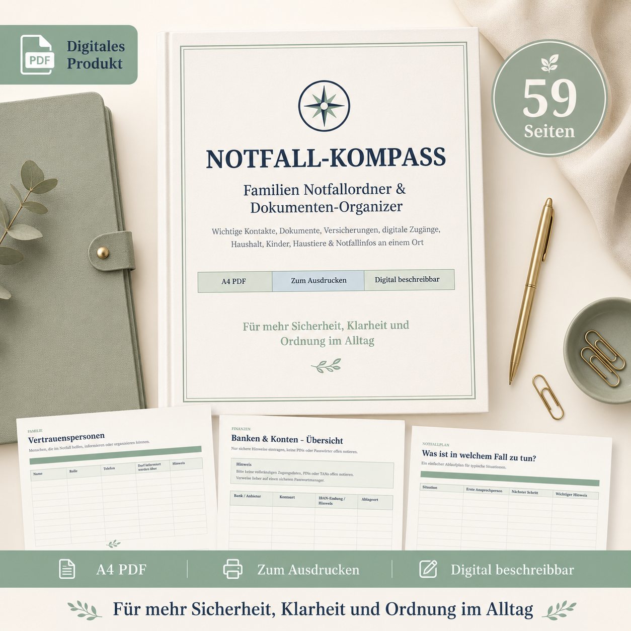 Notfall-Kompass – Familien Notfallordner & Dokumenten-Organizer PDF