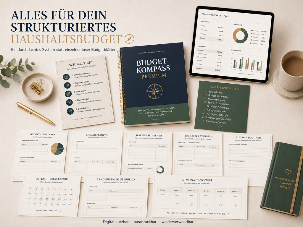 Budget-Kompass Premium – 6-Monats-Budgetplaner als PDF