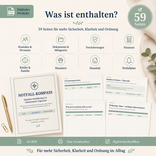 Notfall-Kompass – Familien Notfallordner & Dokumenten-Organizer PDF
