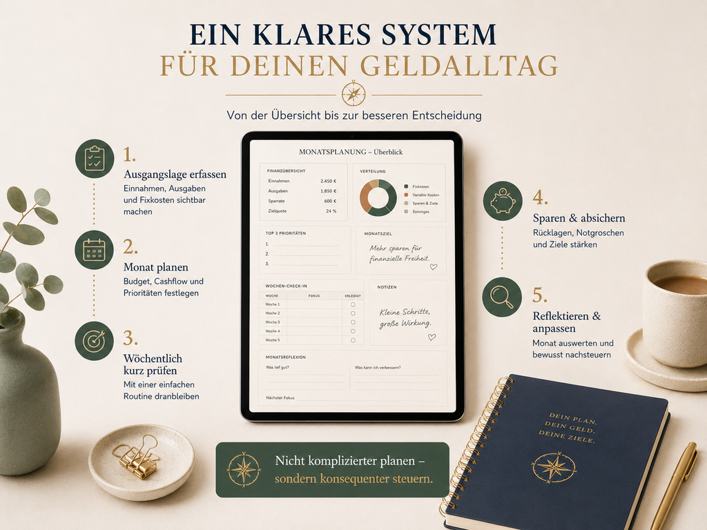 Budget-Kompass Premium – 6-Monats-Budgetplaner als PDF