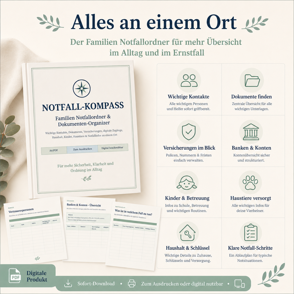 Notfall-Kompass – Familien Notfallordner & Dokumenten-Organizer PDF