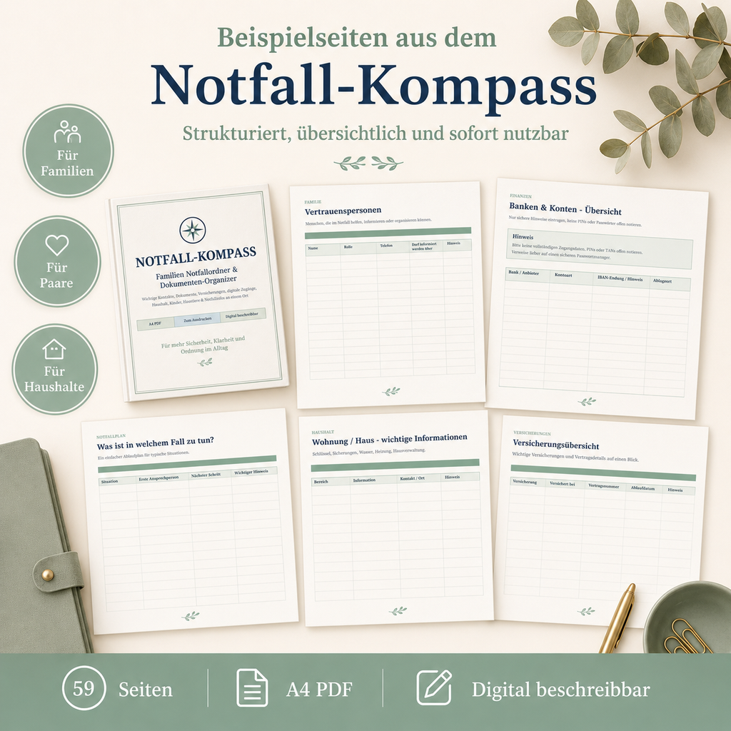 Notfall-Kompass – Familien Notfallordner & Dokumenten-Organizer PDF