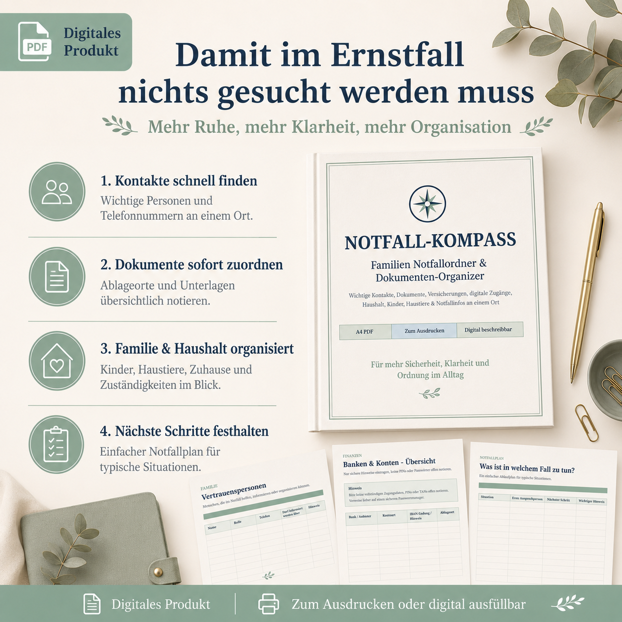 Notfall-Kompass – Familien Notfallordner & Dokumenten-Organizer PDF