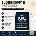 Budget-Kompass Premium als 76-seitiger digital ausfüllbarer Budgetplaner mit 6-Monats-System
