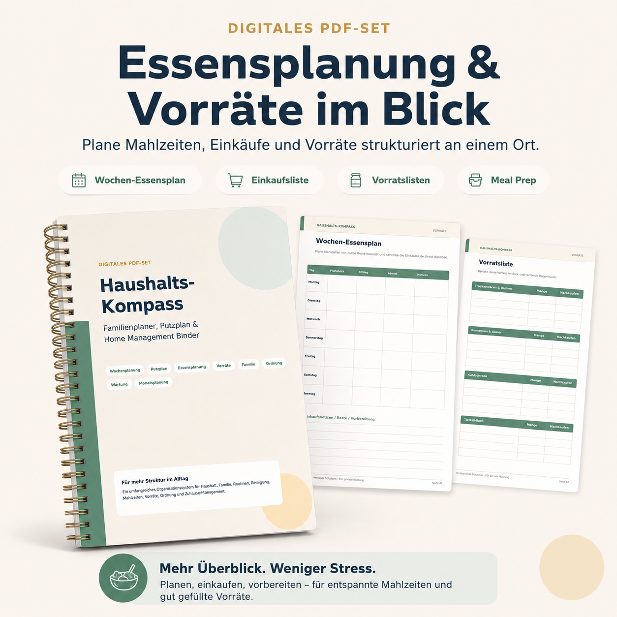 Haushalts-Kompass PDF – Familienplaner, Putzplan & Home Management Binder