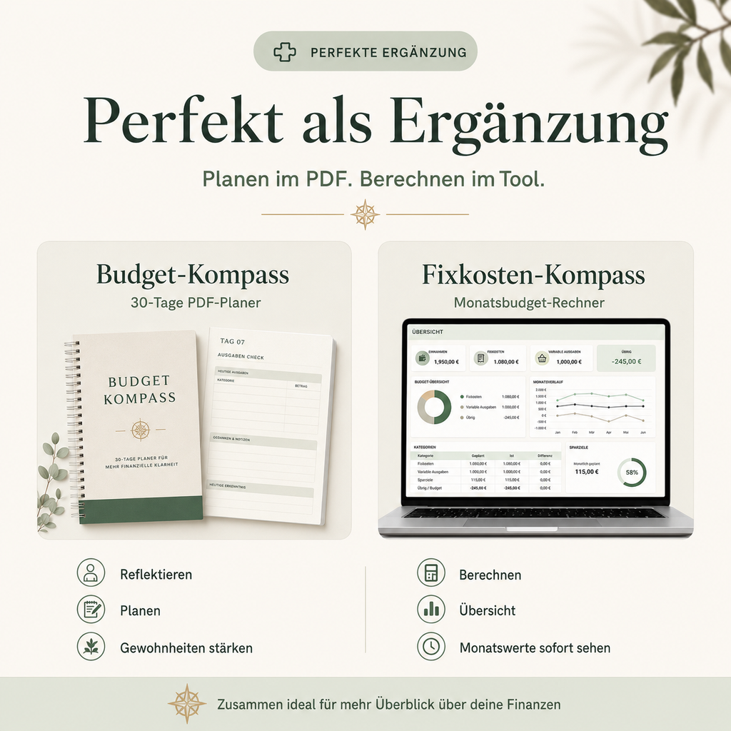 Fixkosten-Kompass – Monatsbudget-Rechner für Excel & Google Sheets