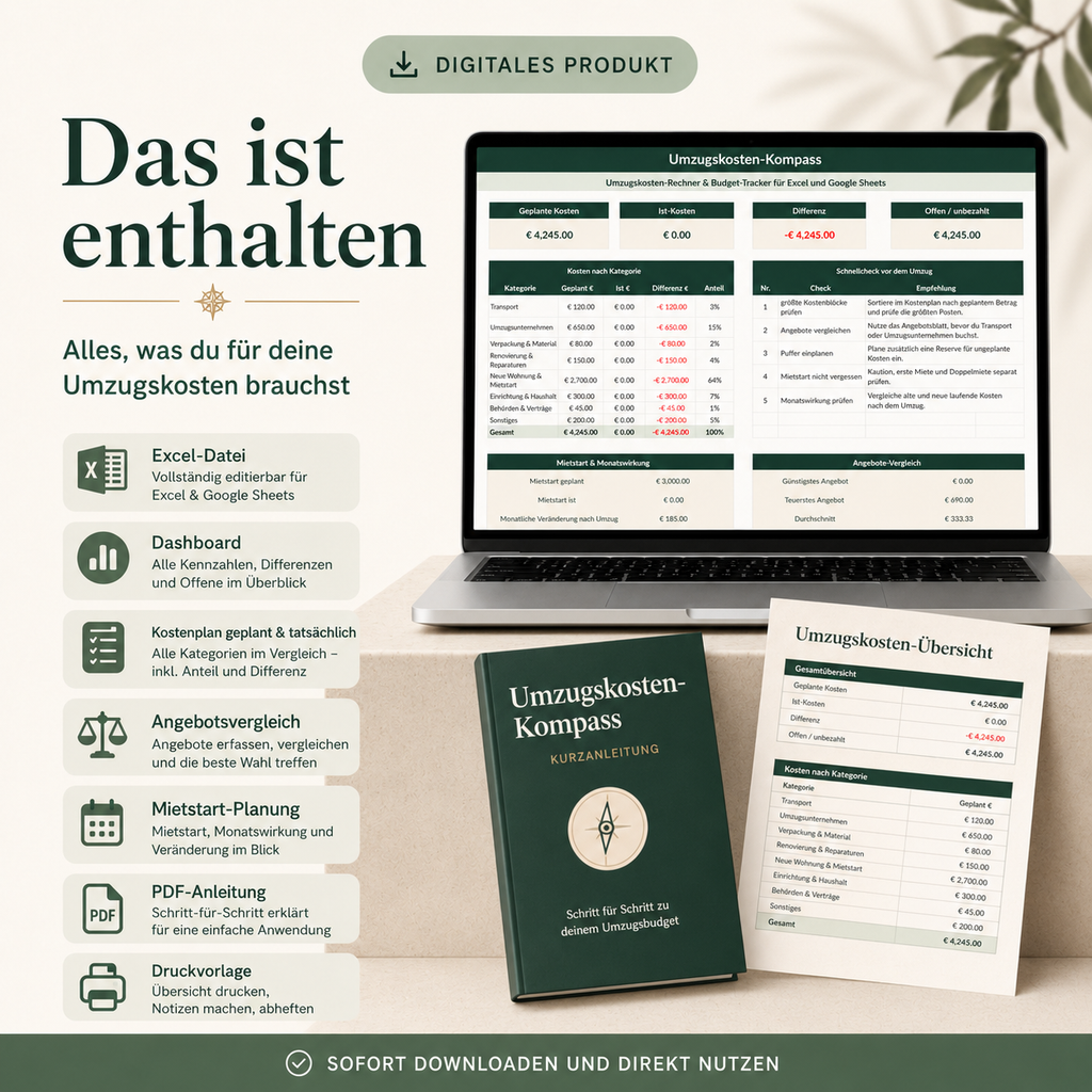 Umzugskosten-Kompass – Umzugskosten-Rechner & Budget-Tracker