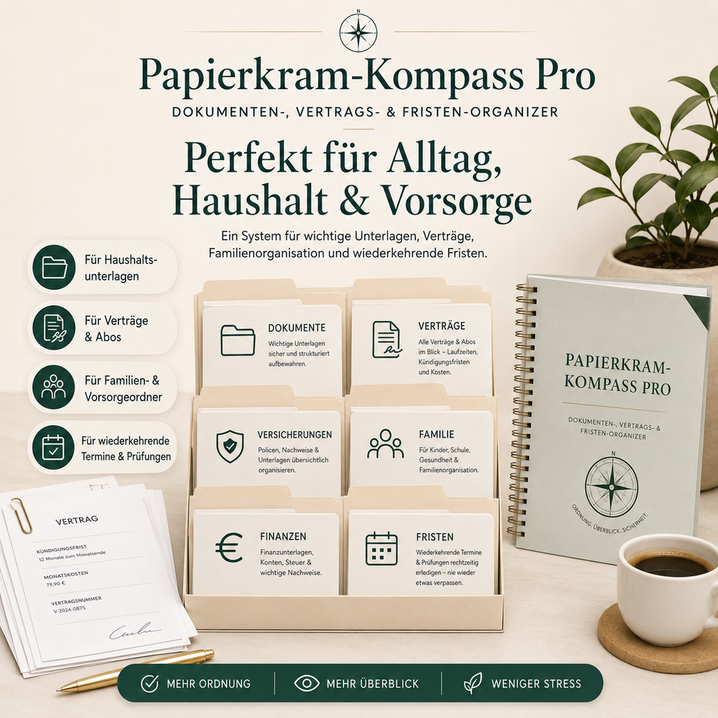 Papierkram-Kompass Pro – Dokumenten-, Vertrags- & Fristen-Organizer