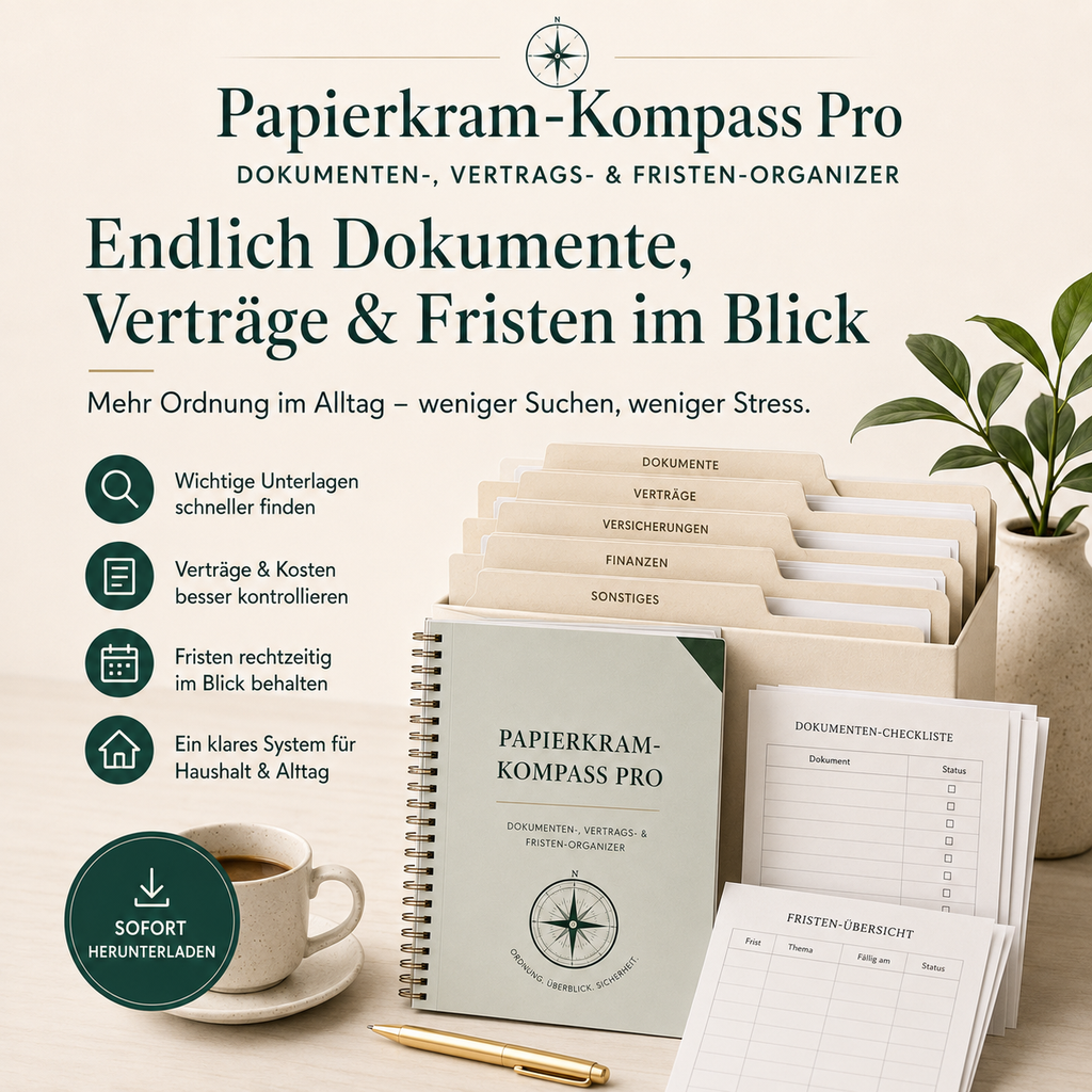 Papierkram-Kompass Pro – Dokumenten-, Vertrags- & Fristen-Organizer