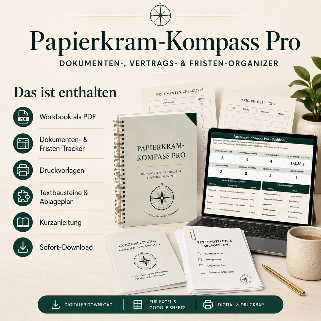 Papierkram-Kompass Pro – Dokumenten-, Vertrags- & Fristen-Organizer
