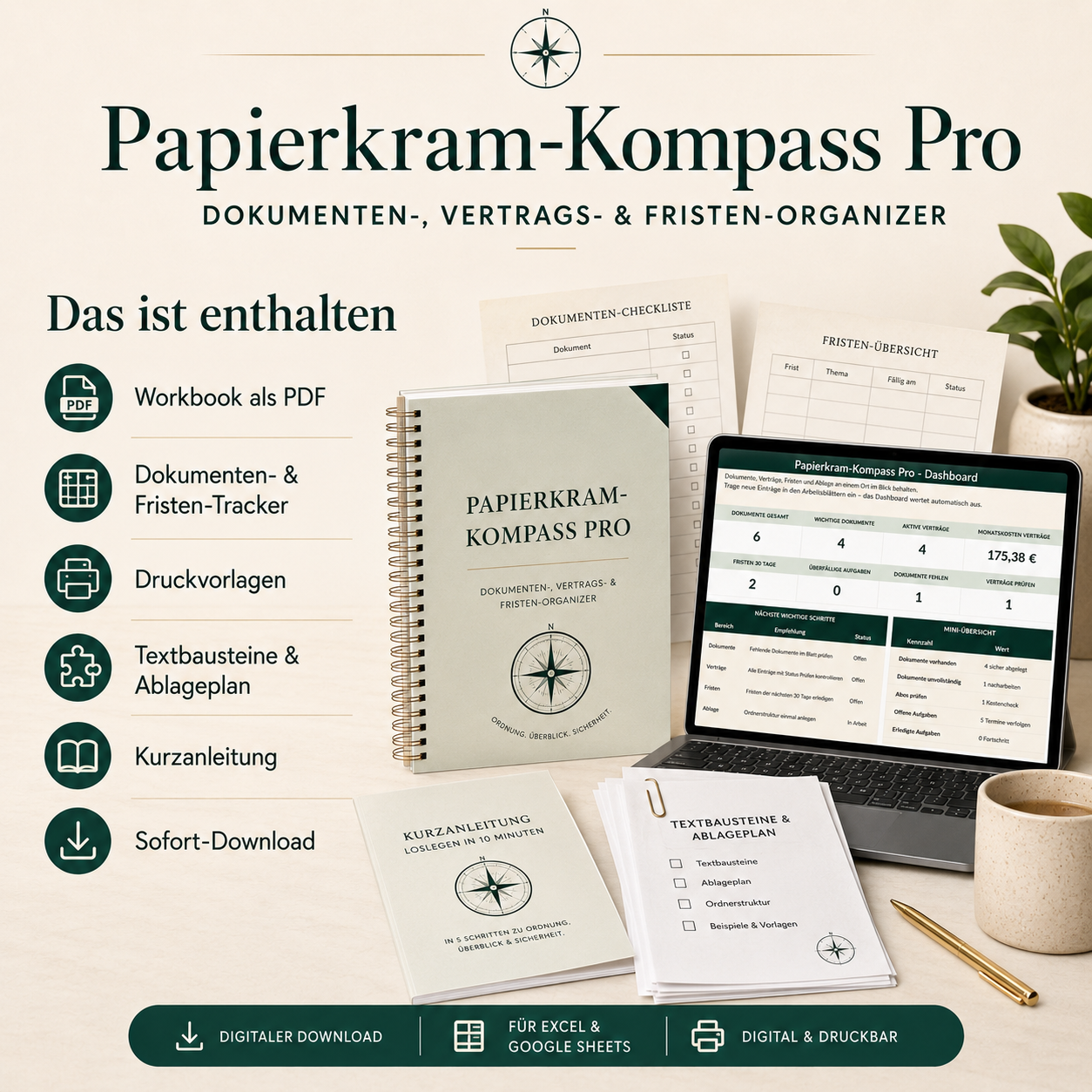 Papierkram-Kompass Pro – Dokumenten-, Vertrags- & Fristen-Organizer