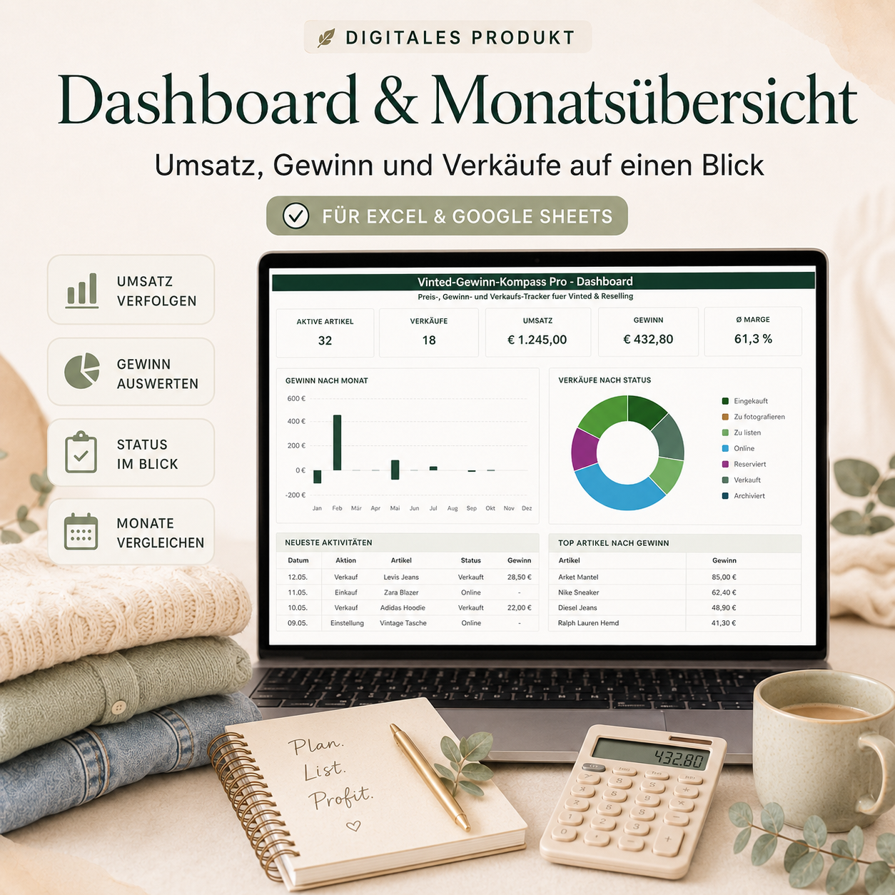 Vinted-Gewinn-Kompass Pro – Preis-, Gewinn- & Verkaufs-Tracker für Reselling