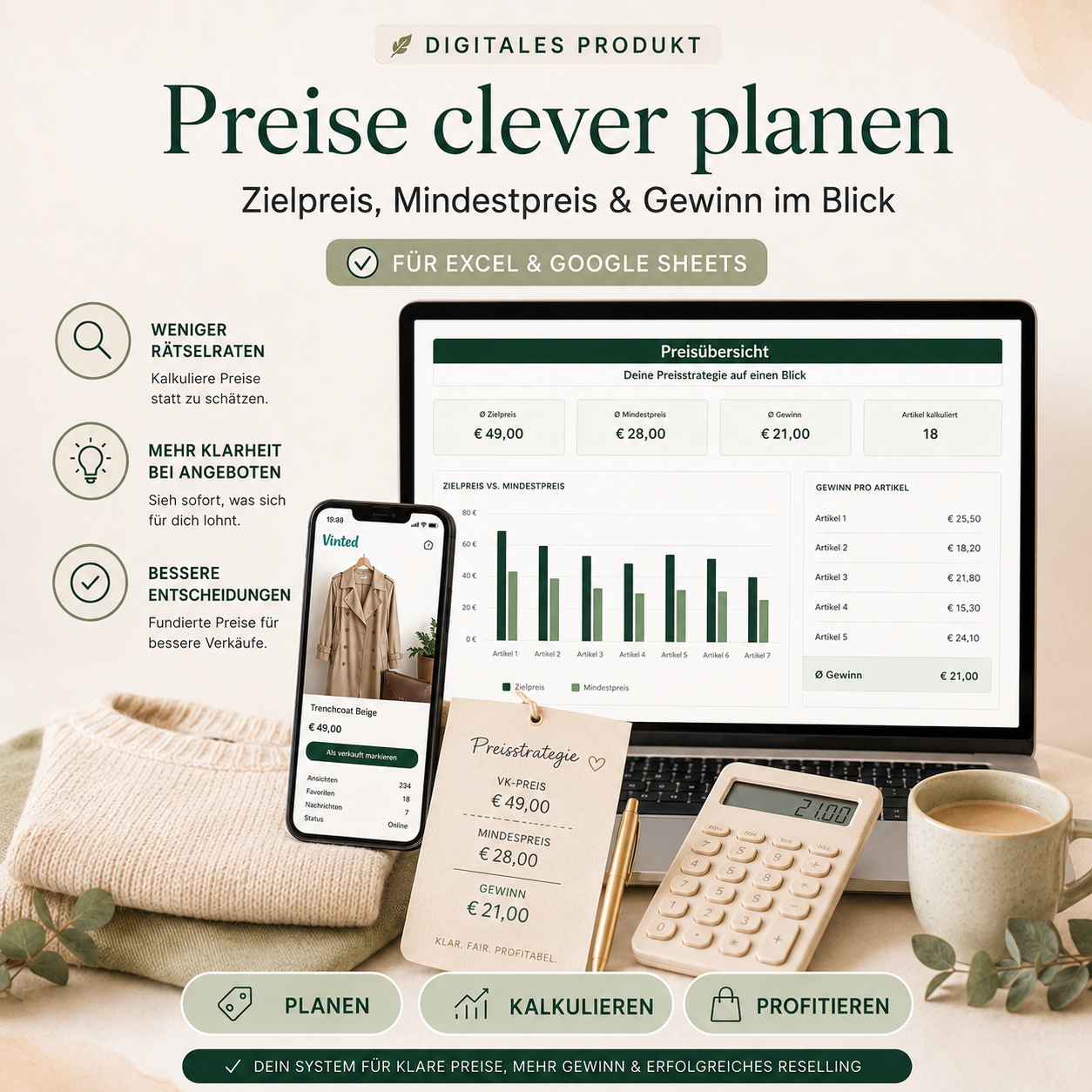 Vinted-Gewinn-Kompass Pro – Preis-, Gewinn- & Verkaufs-Tracker für Reselling