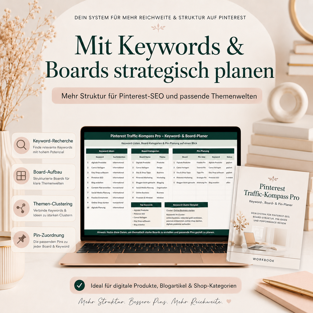 Pinterest Traffic-Kompass Pro – Keyword-, Board- & Pin-Planer