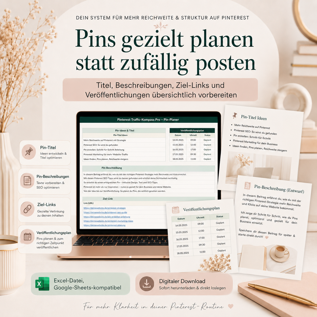 Pinterest Traffic-Kompass Pro – Keyword-, Board- & Pin-Planer