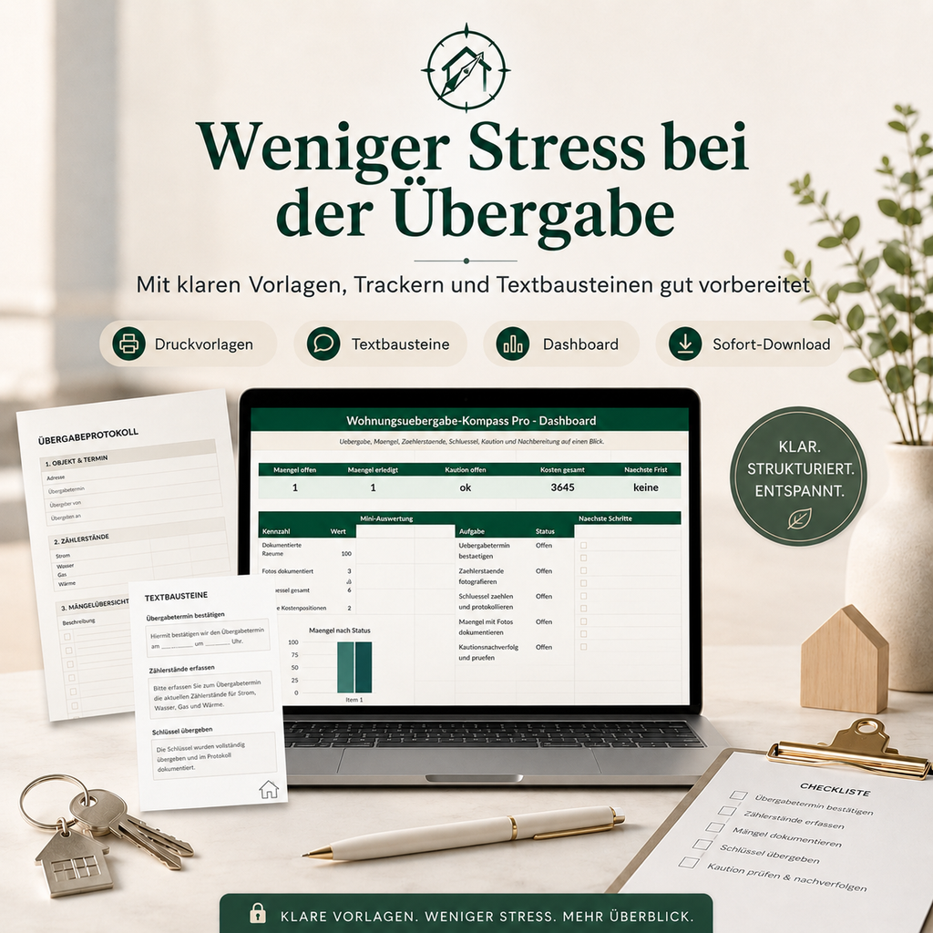 Wohnungsübergabe-Kompass Pro – Übergabeprotokoll, Mängel- & Kautions-Tracker