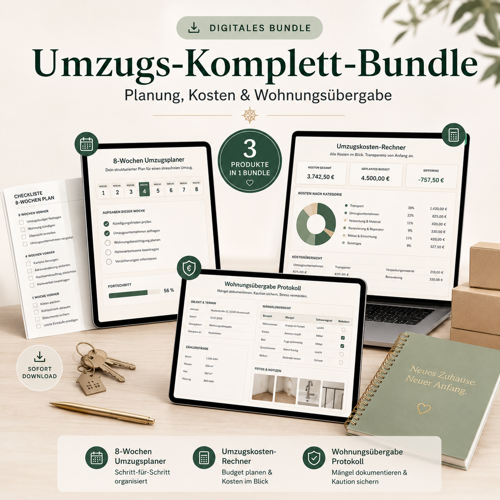 Umzugs-Komplett-Bundle – Planung, Kosten & Wohnungsübergabe