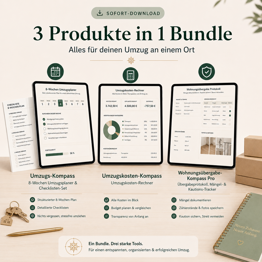 Umzugs-Komplett-Bundle – Planung, Kosten & Wohnungsübergabe