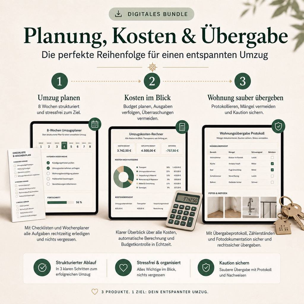 Umzugs-Komplett-Bundle – Planung, Kosten & Wohnungsübergabe