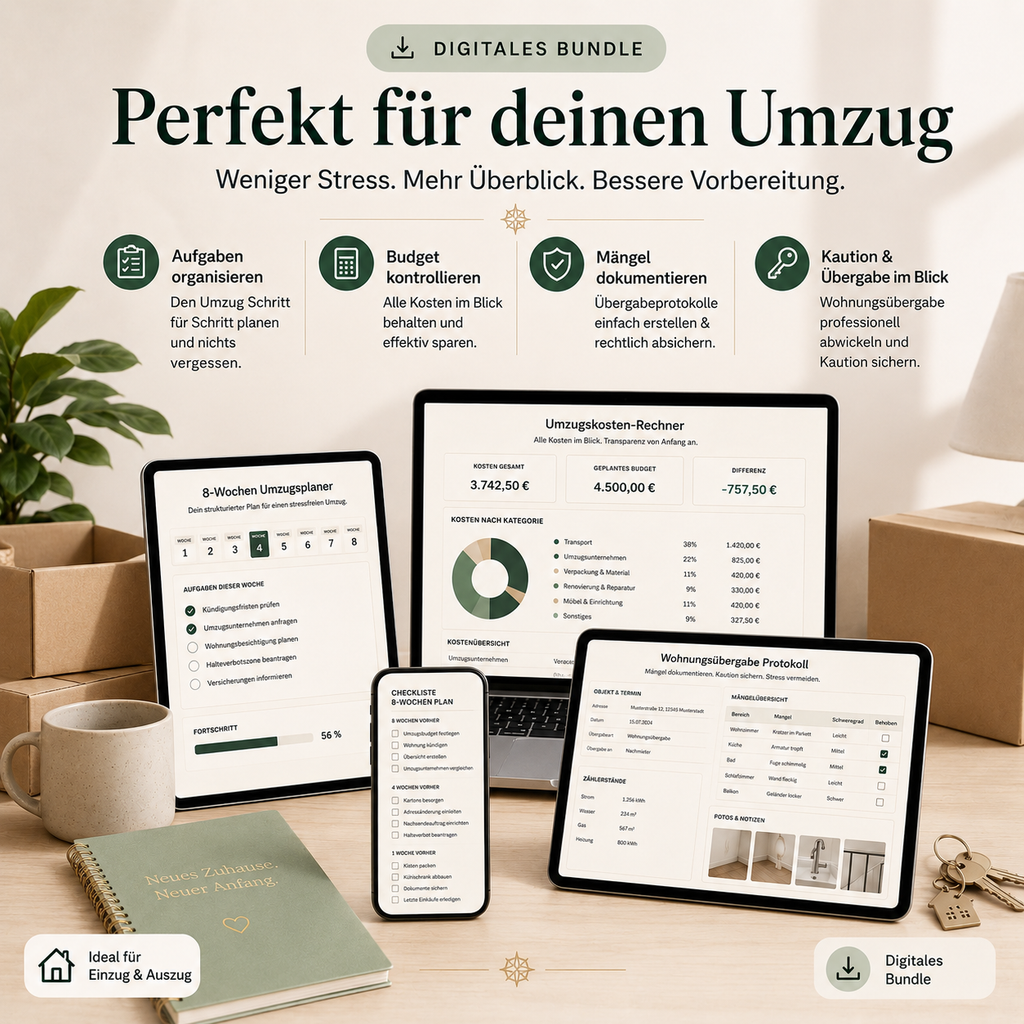 Umzugs-Komplett-Bundle – Planung, Kosten & Wohnungsübergabe