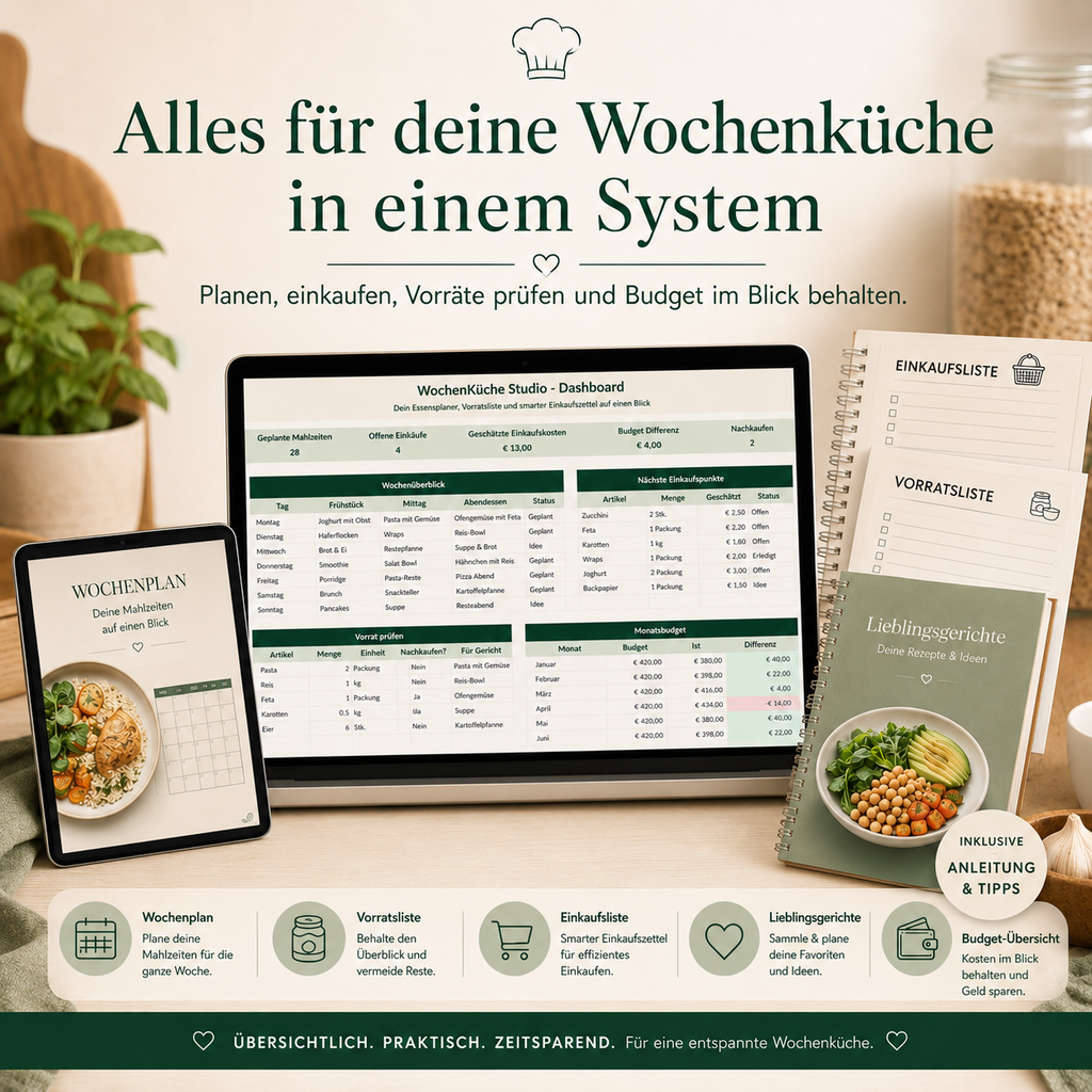 WochenKüche Studio – Essensplaner, Vorratsliste & smarter Einkaufszettel