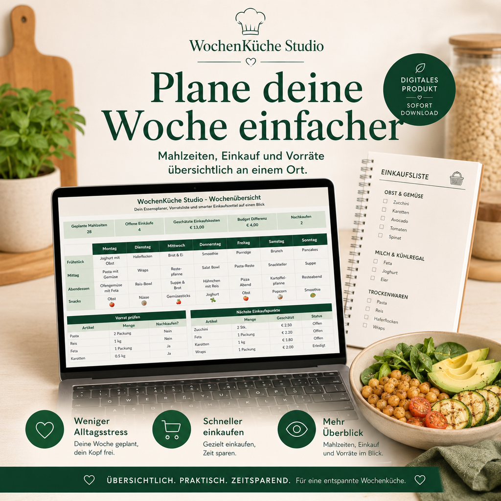 WochenKüche Studio – Essensplaner, Vorratsliste & smarter Einkaufszettel