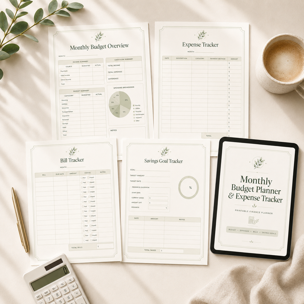 Monthly Budget Planner & Expense Tracker Printable