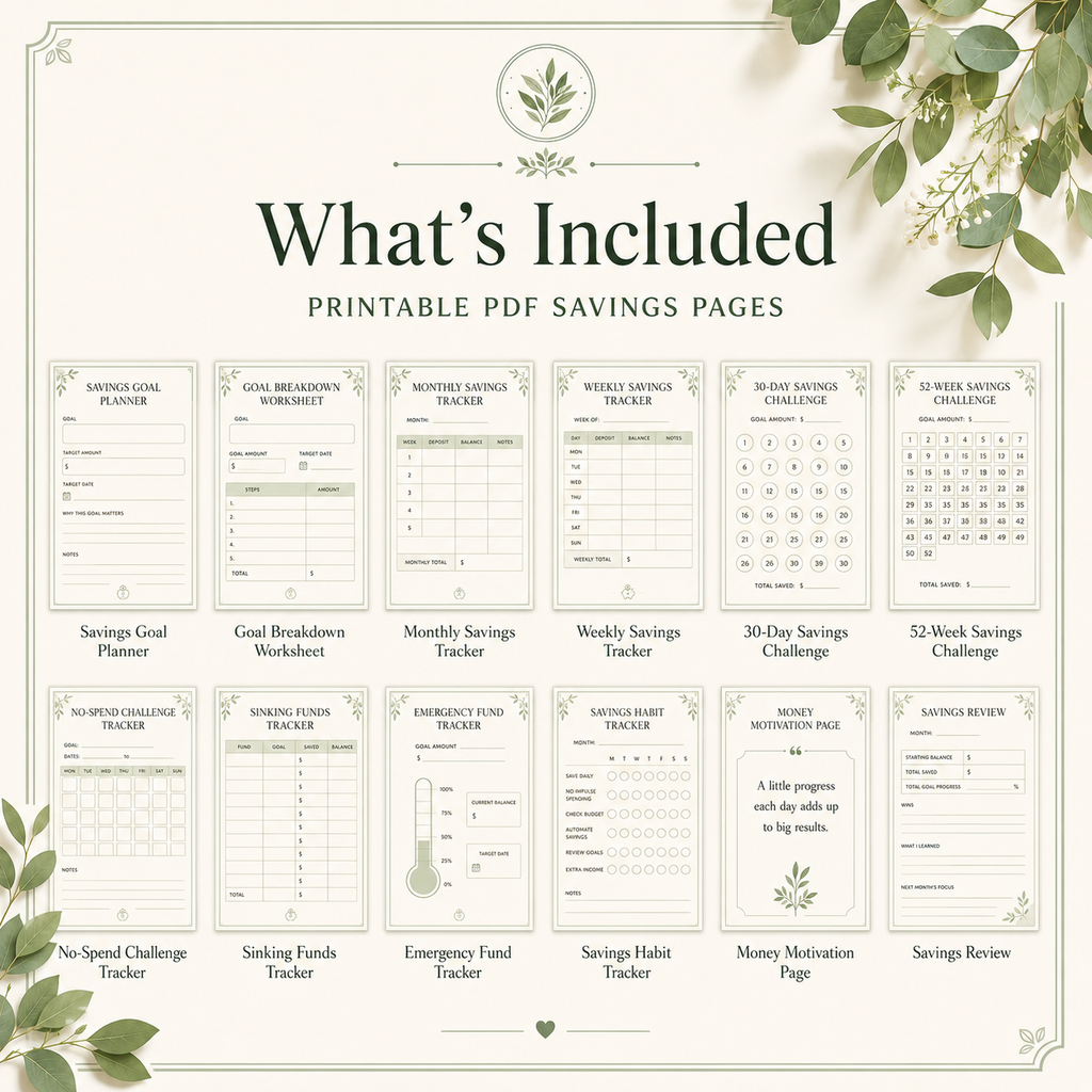 Savings Challenge Planner & Money Goal Tracker Printable