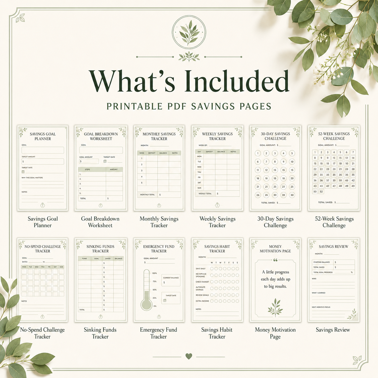 Savings Challenge Planner & Money Goal Tracker Printable
