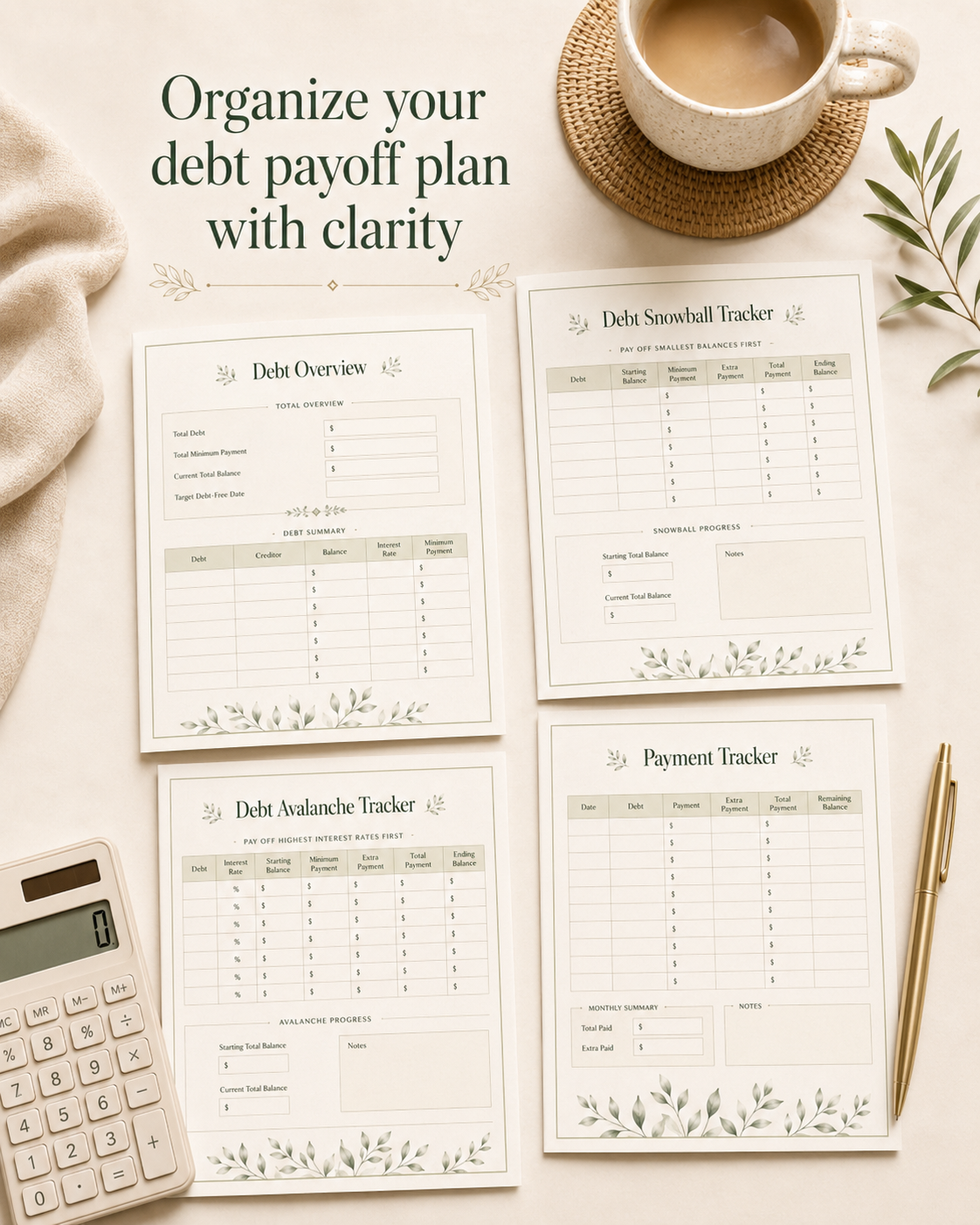 Debt Payoff Planner & Financial Planning Printable