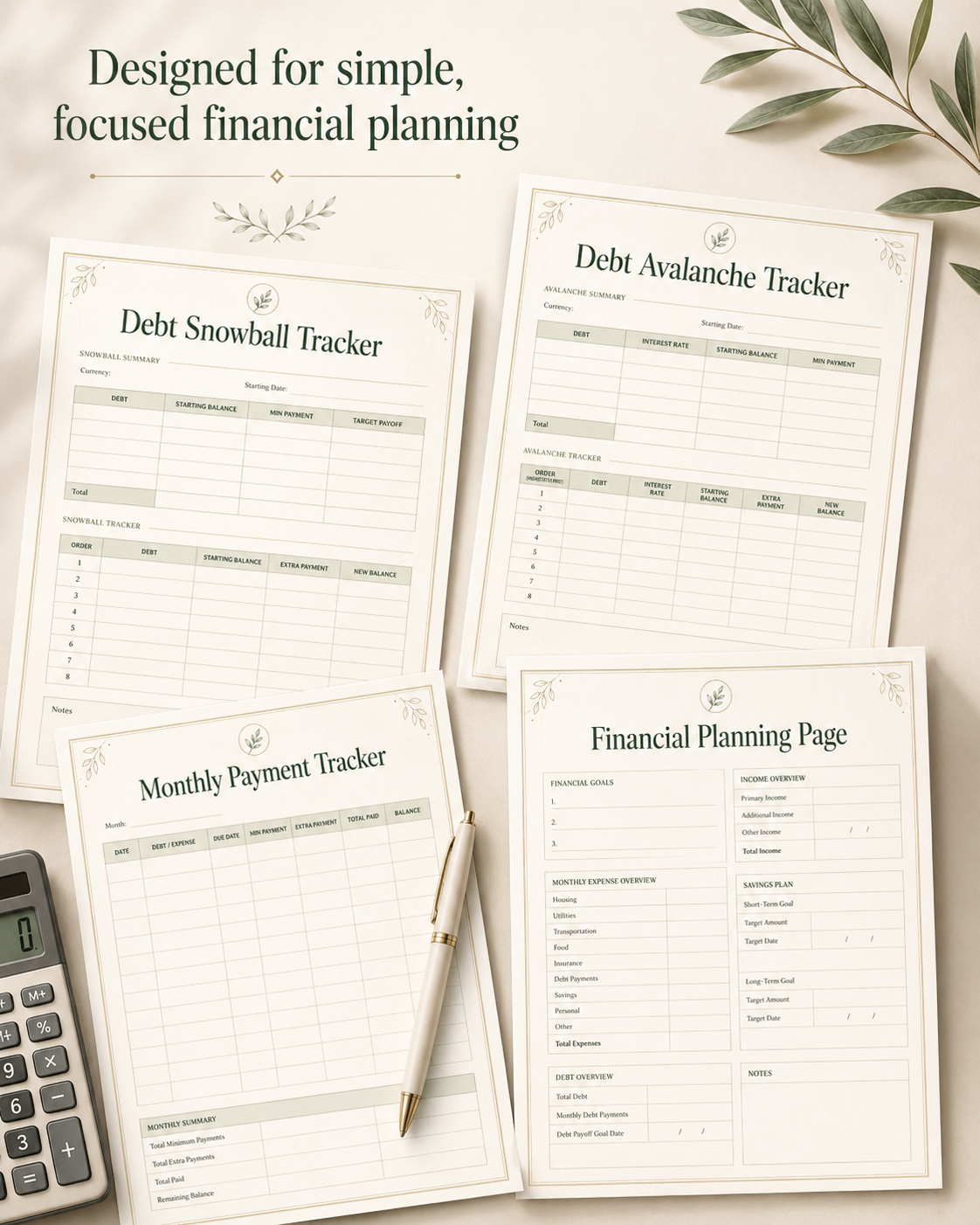 Debt Payoff Planner & Financial Planning Printable