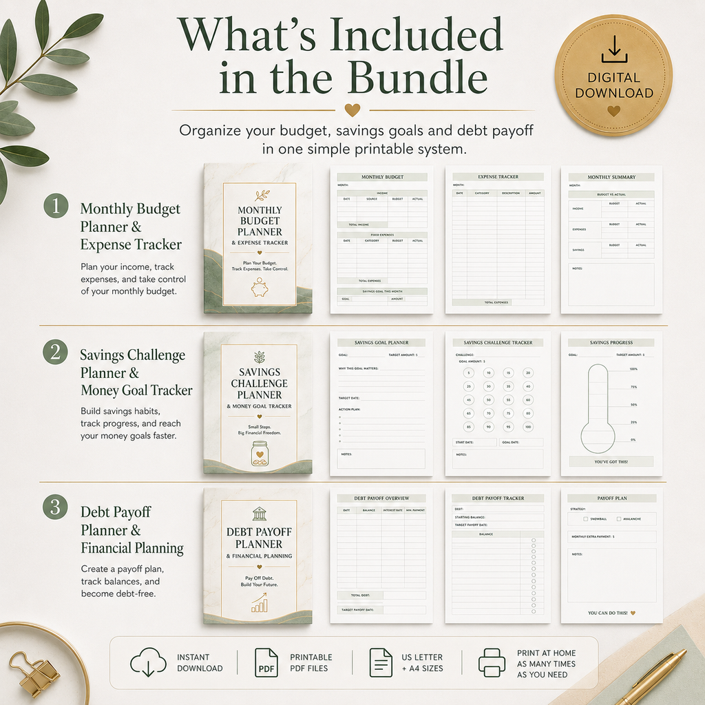 Budget & Money Organization Starter Bundle Printable