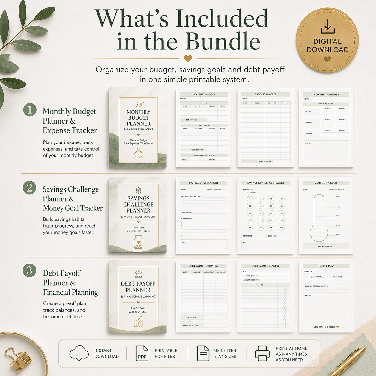 Budget & Money Organization Starter Bundle Printable