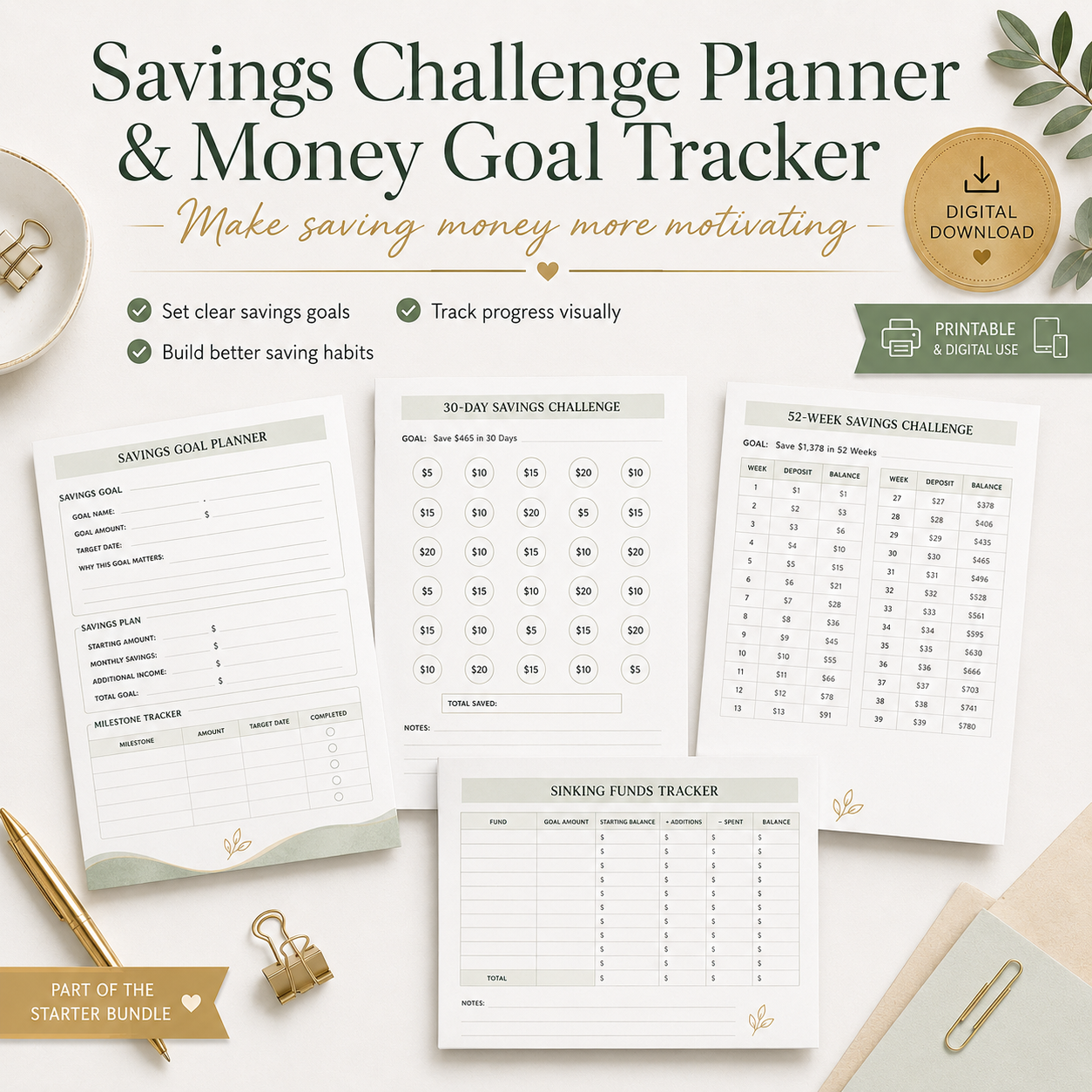 Budget & Money Organization Starter Bundle Printable