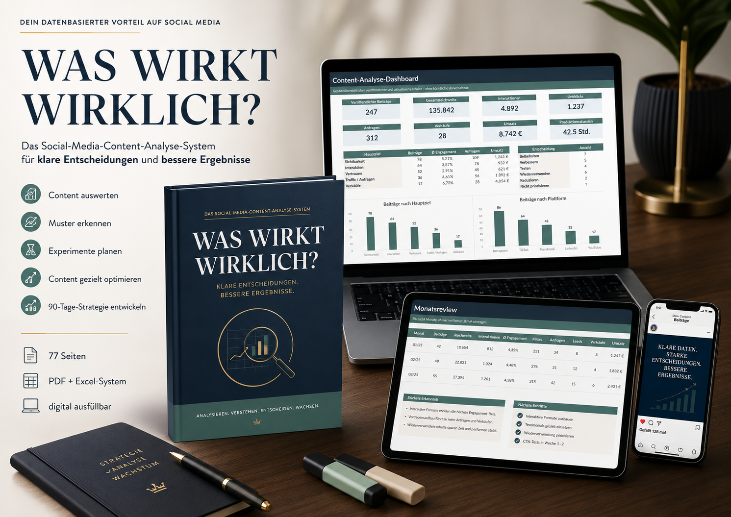 Was wirkt wirklich – Social-Media-Content-Analyse-System mit 77-seitigem Workbook und Excel-Dashboard